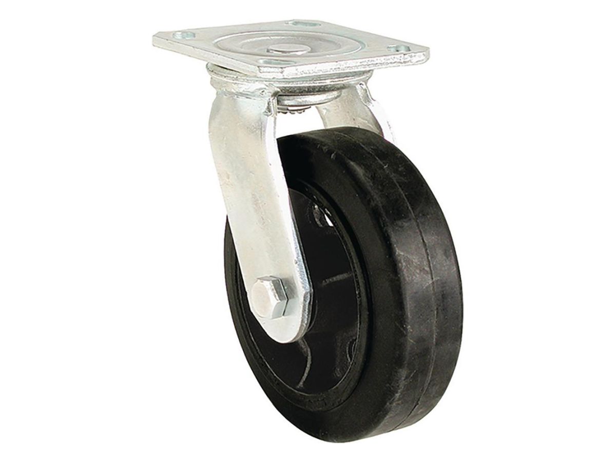 5-Inch Soft Rubber Rigid Caster, 330-lb Load Capacity