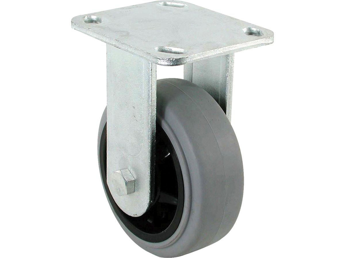 4-Inch Rubber Wheel on Polypropylene Hub Rigid Caster, 300-lb Load Capacity
