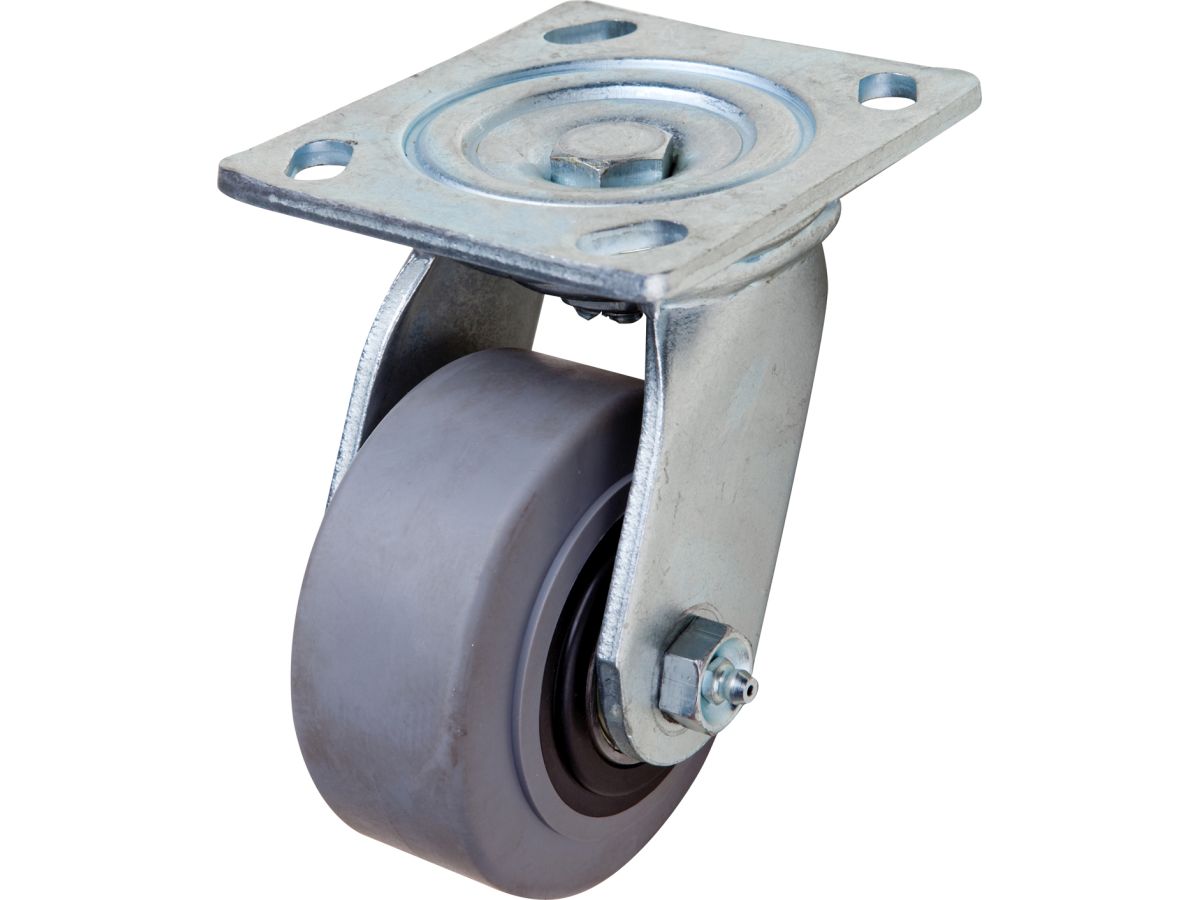 4-Inch Rubber Wheel on Polypropylene Hub Swivel Caster, 300-lb Load Capacity
