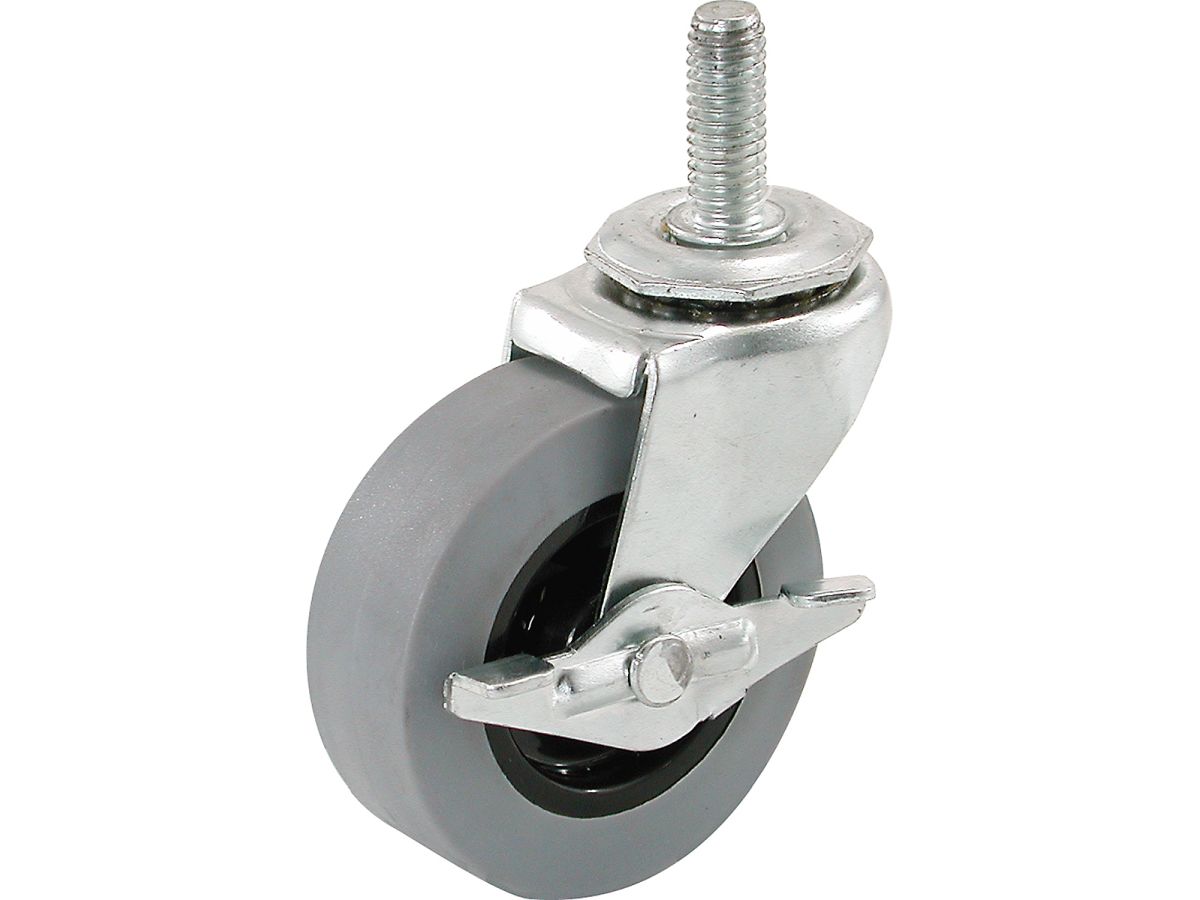 2-Inch Threaded Stem TPR Caster with Brake, 80-lb Load Capacity