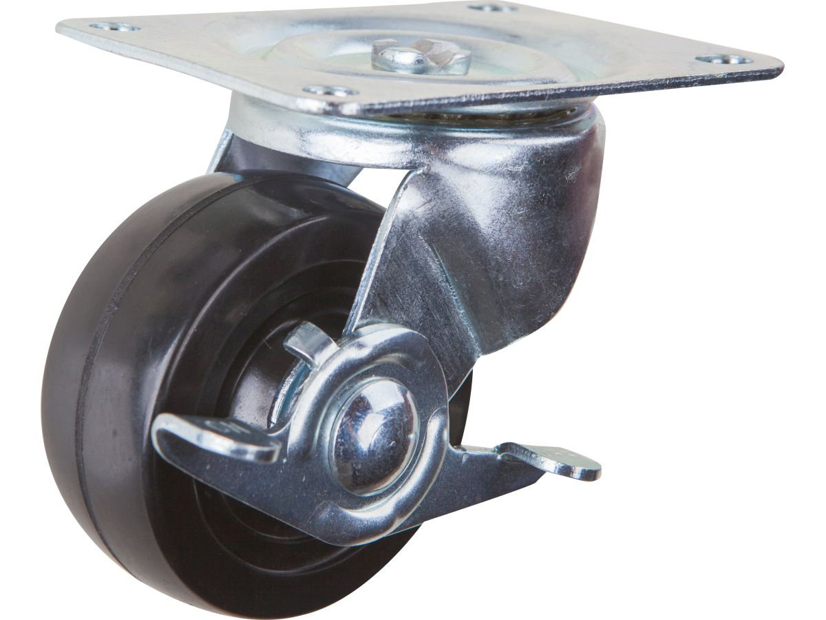 3-Inch Polyurethane Swivel Plate Caster, 225-lb Load Capacity