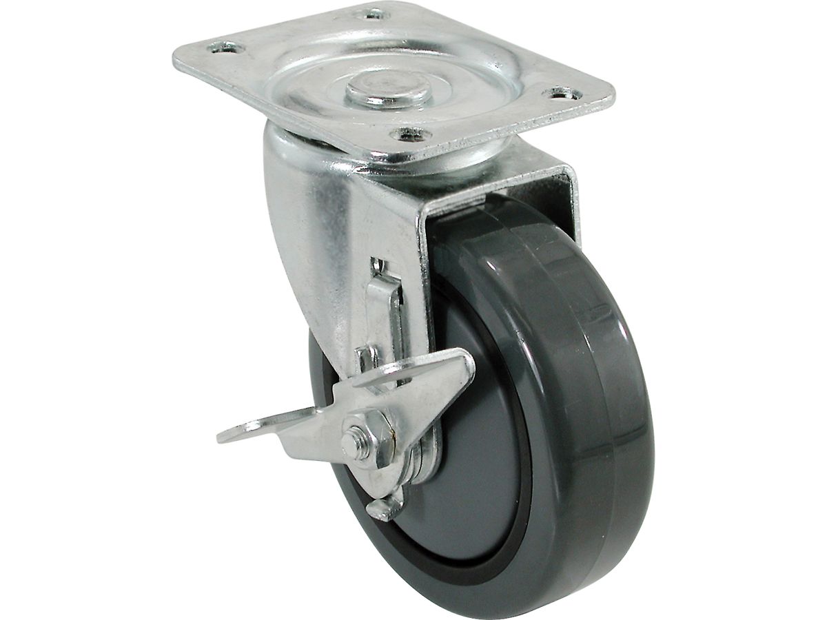 4-Inch Mold On Thermoplastic Urethane Caster Swivel with Brake Plate Mount