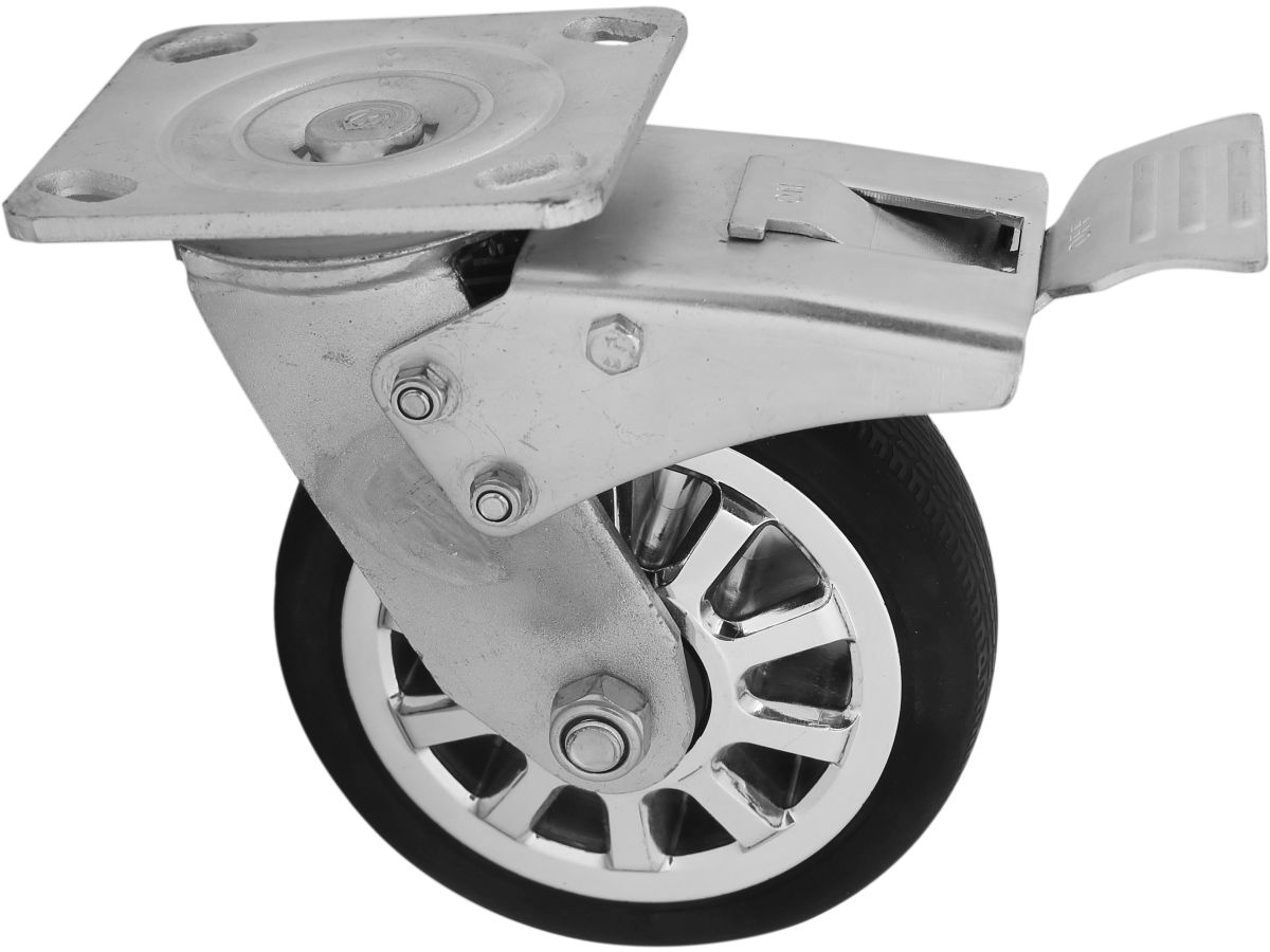 6-Inch Polyurethane Caster Swivel with Total Lock Brake