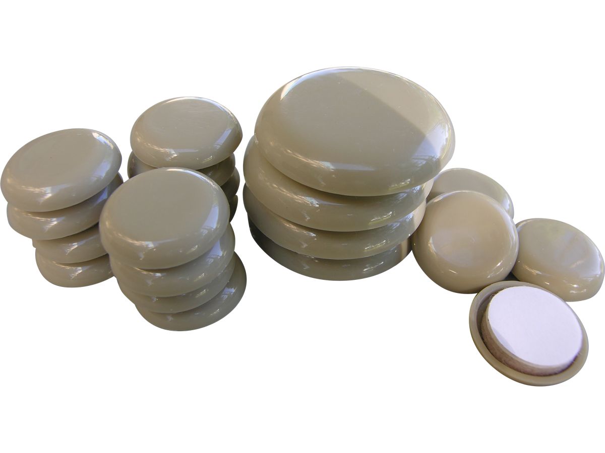 1-Inch and 1-3/4-Inch Adhesive, Round, Slide Glide Furniture Sliders, Beige, 20-Pack