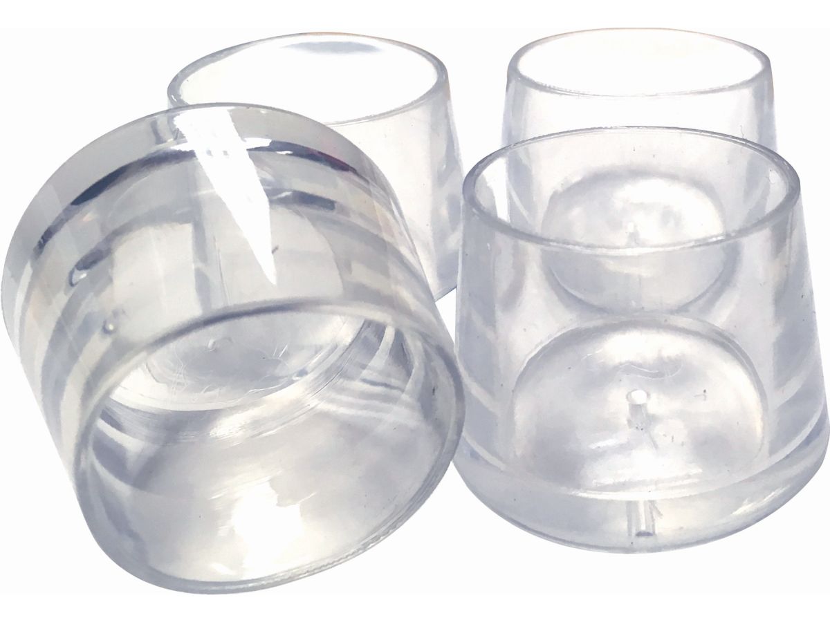 1-1/8-Inch Clear Plastic Leg Tips, 4-Pack