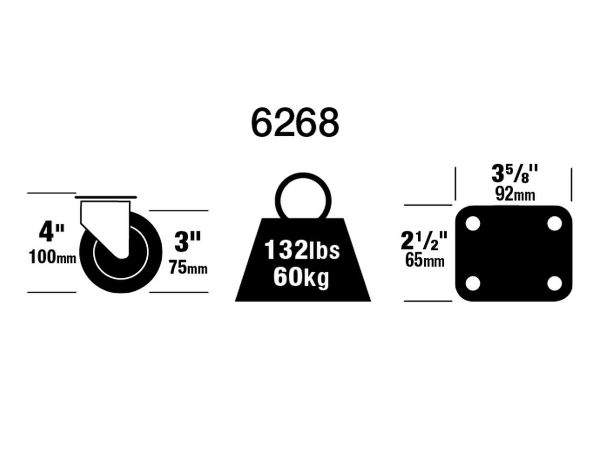 3 Inch Smooth Designer Caster, Chrome Spokes