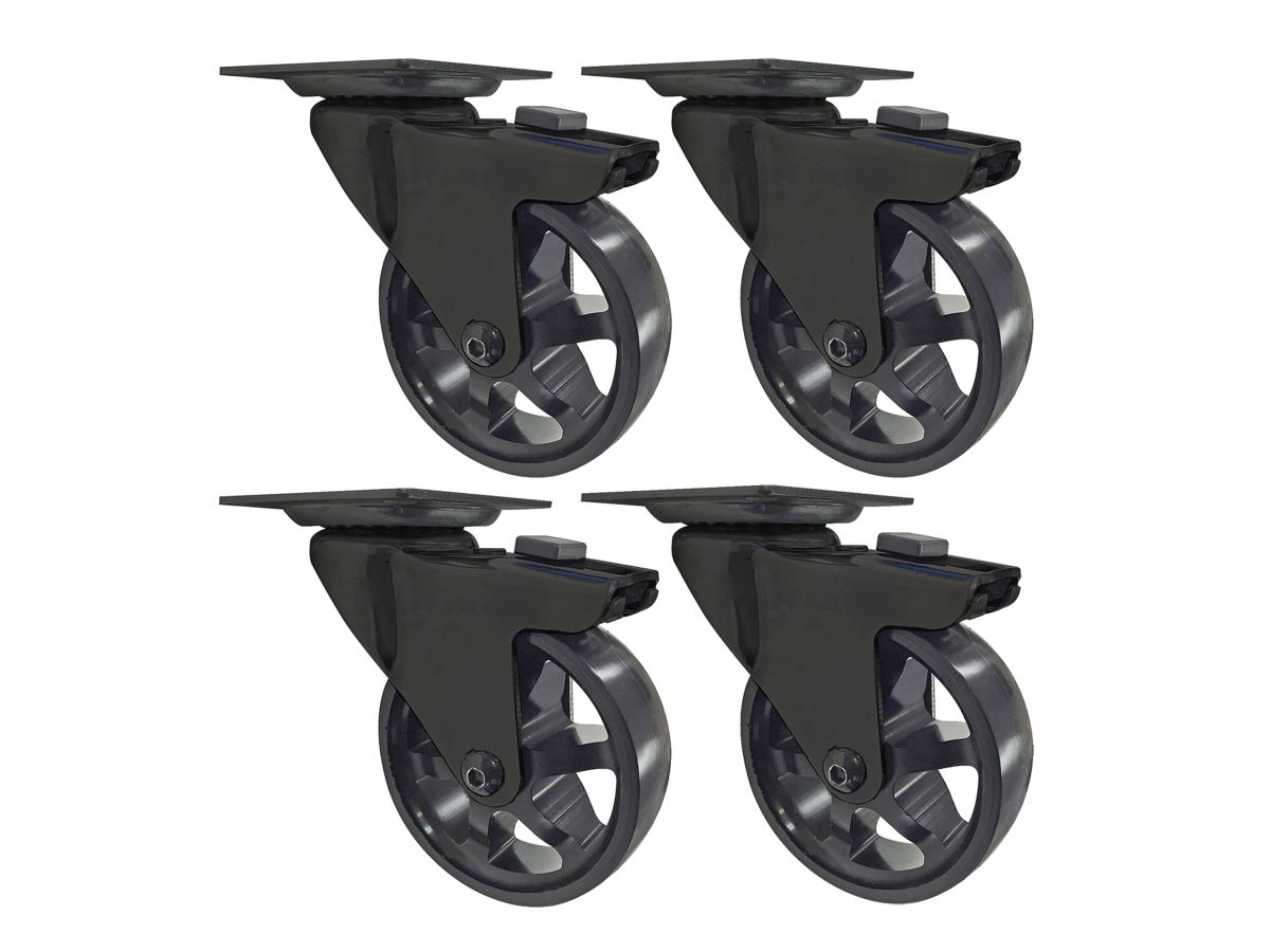 3 Inch Mag Designer Casters, Black Bling w/Brake