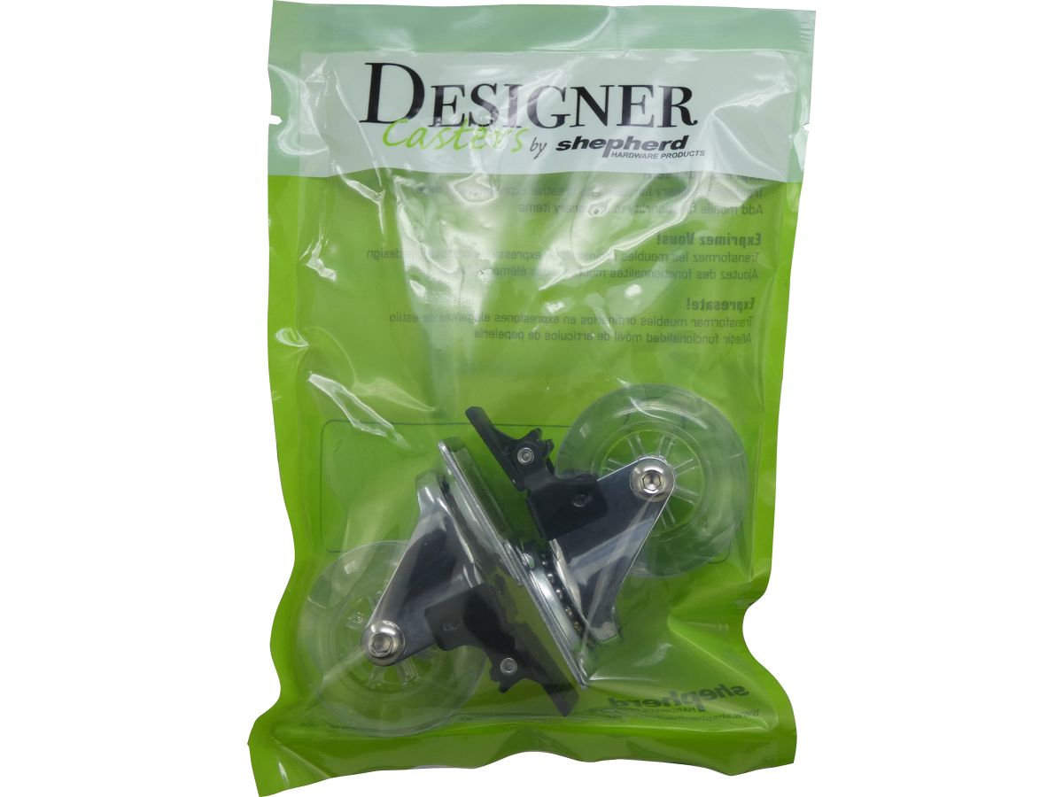 2 Inch Clear Deisgner Casters, Jewel w/Brake 2-Pack