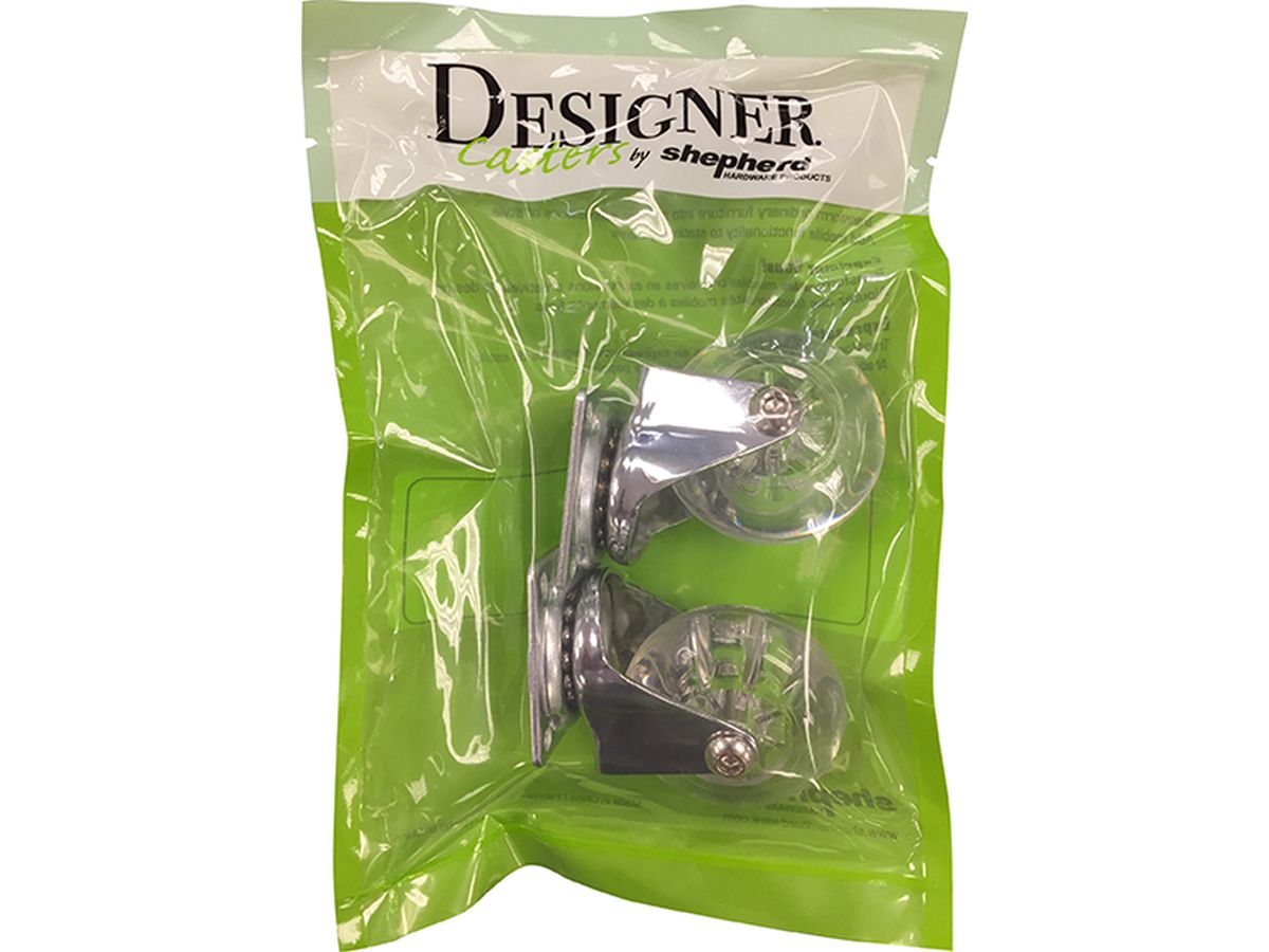 2 Inch Clear Deisgner Casters, Jewel 2-Pack