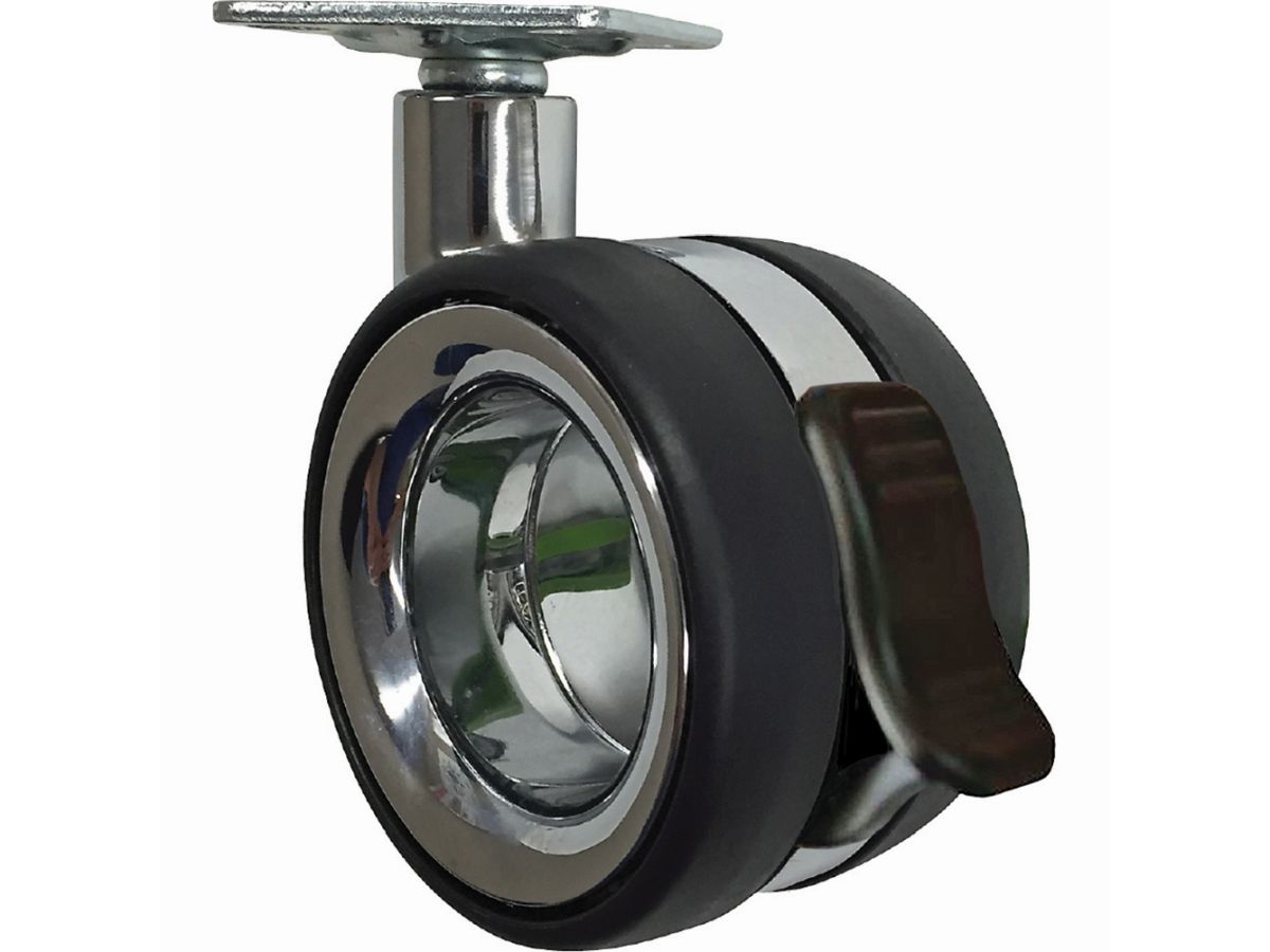 3 Inch Hub-Free Designer Casters, Twin Wheel Vacant w/ Brake