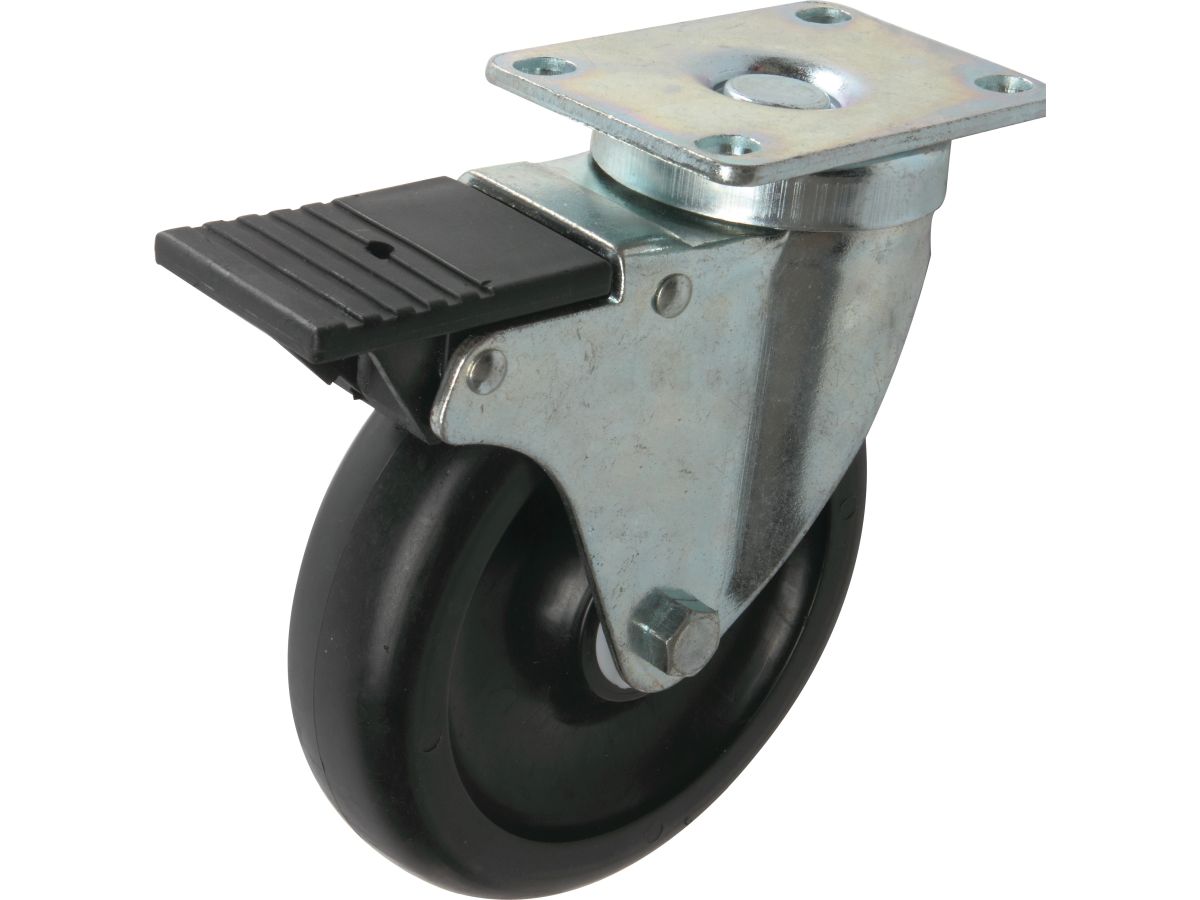400 Series 5-Inch Tool Box Swivel Plate Caster with Brake, 400-lb Load Capacity