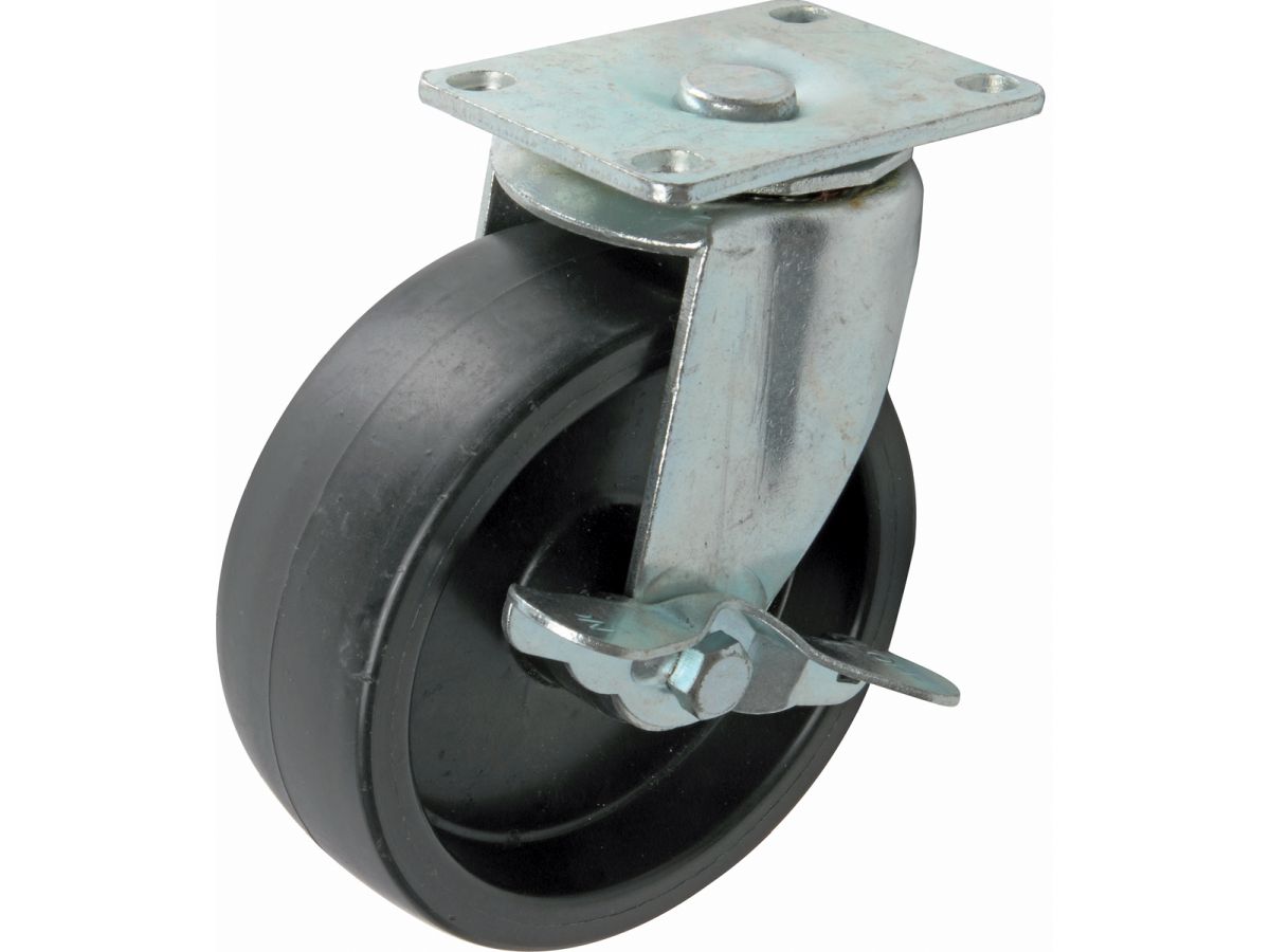 400 Series 5-Inch Tool Box Swivel Plate Caster with Side Brake, 400-lb Load Capacity