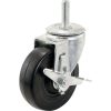 4 pouces Swivel w/Brake Threaded Stem Soft Rubber Caster, 115 lb Capacité de charge