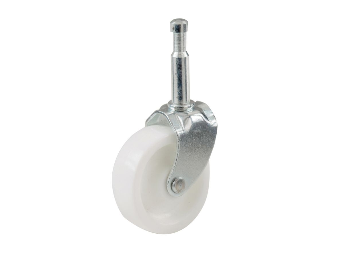 2-Inch Plastic Swivel Stem, Silver & White Caster, 2-Pack