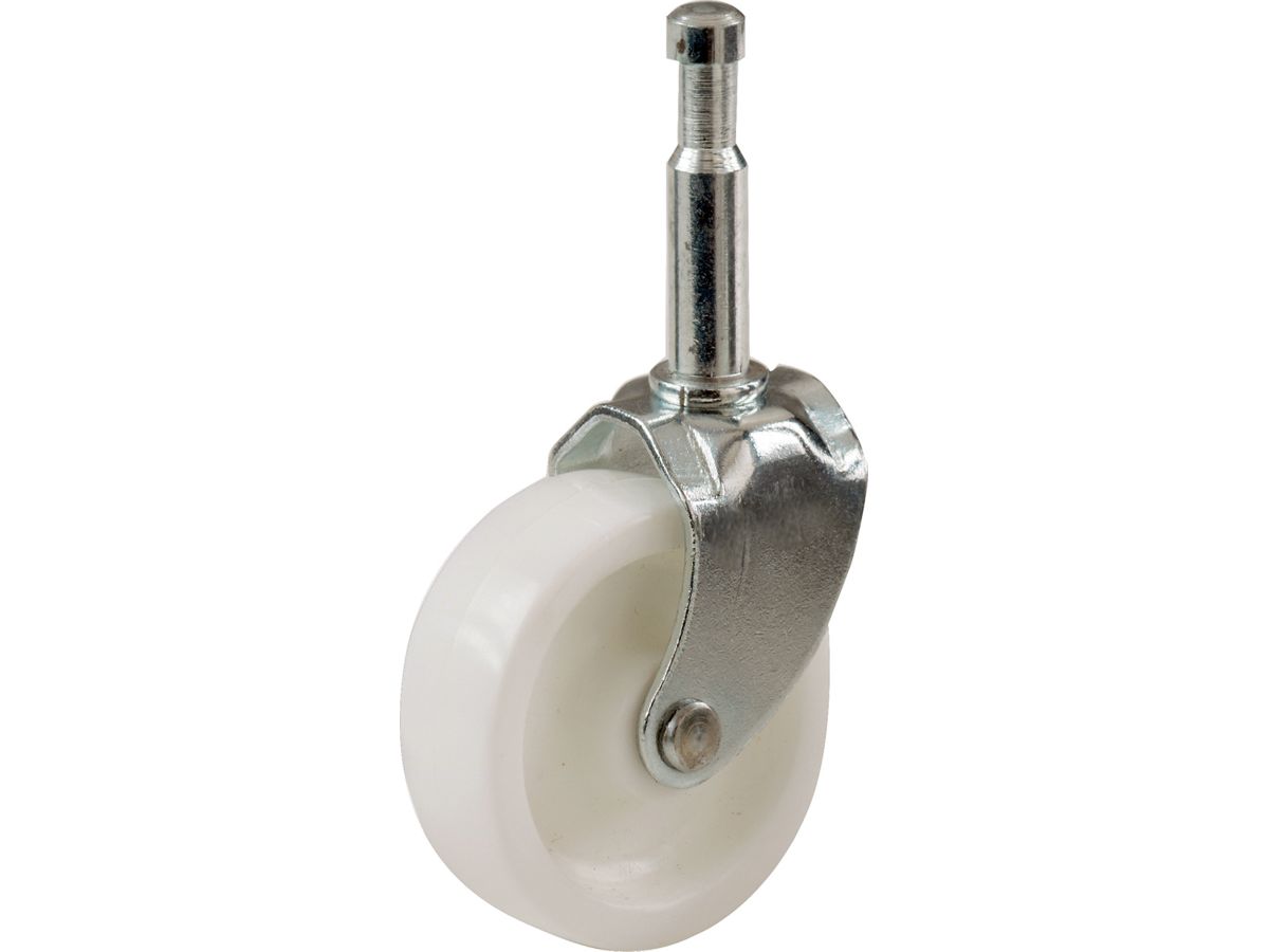 1-1/4-Inch Plastic Swivel Stem, Silver & White Caster, 4-Pack