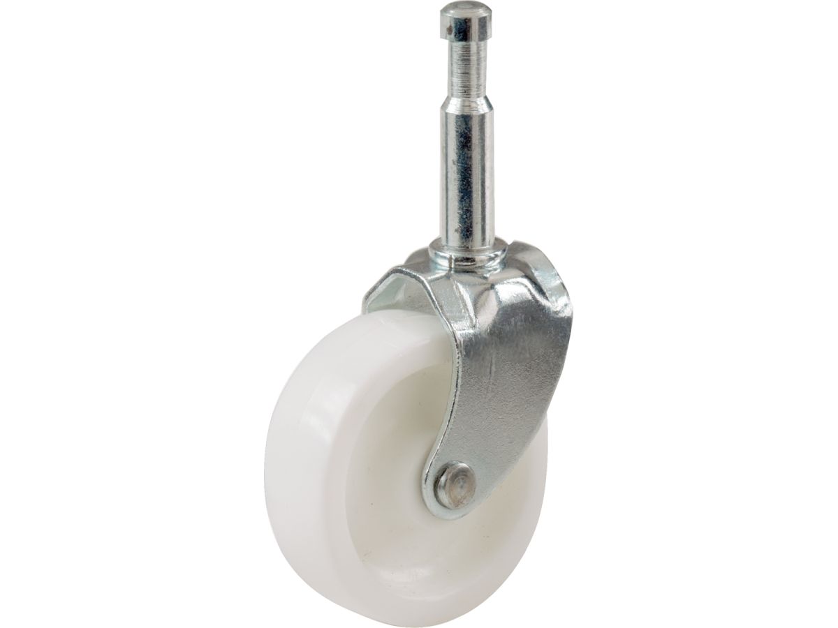 1-5/8-Inch Plastic Swivel Stem, Silver & White Caster, Bulk