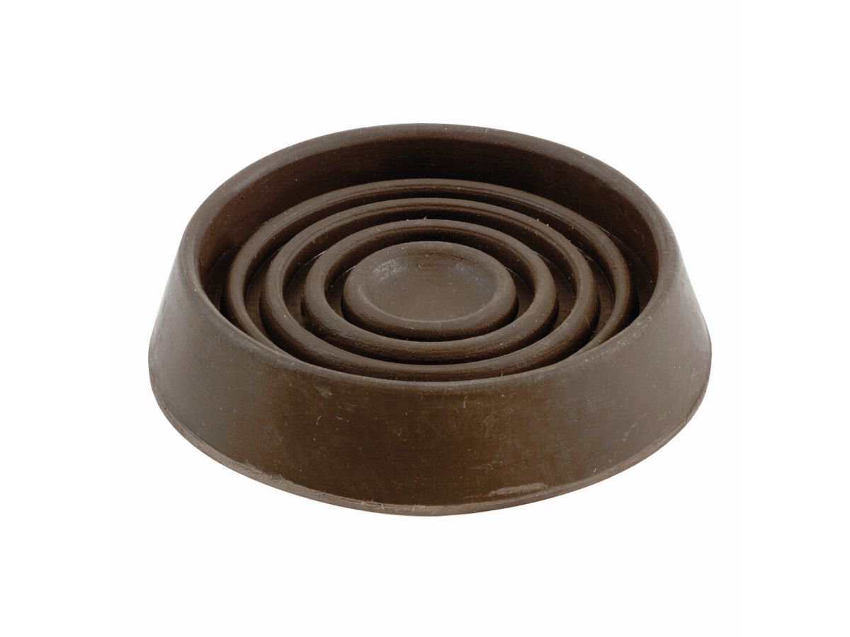 3-Inch Round Rubber Furniture Cups, Brown, 2- Pack