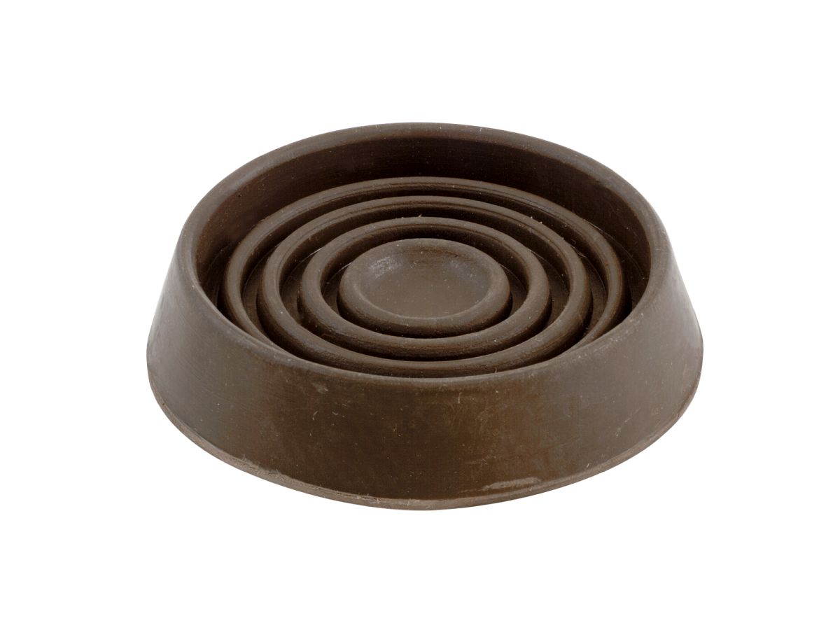 1-1/2-Inch Round Rubber Furniture Cups, Brown, 4-Pack