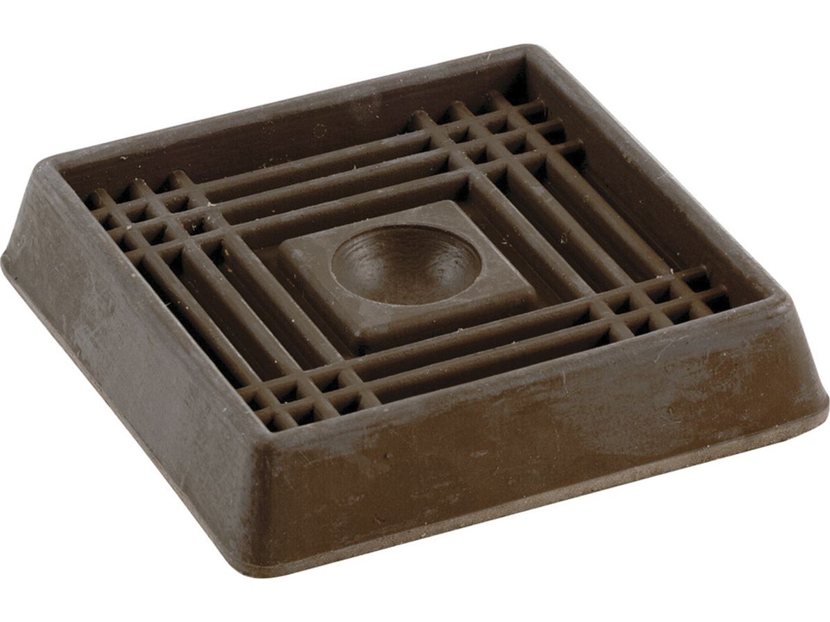 2-Inch Square Rubber Furniture Cups, Brown, 4-Pack