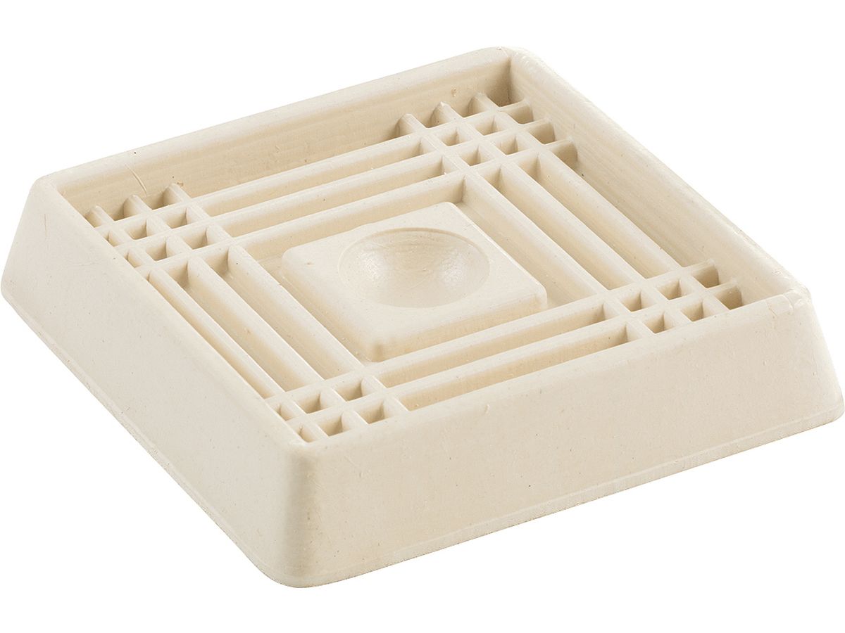 2-Inch Square Rubber Furniture Cups, Off-White, 4-Pack