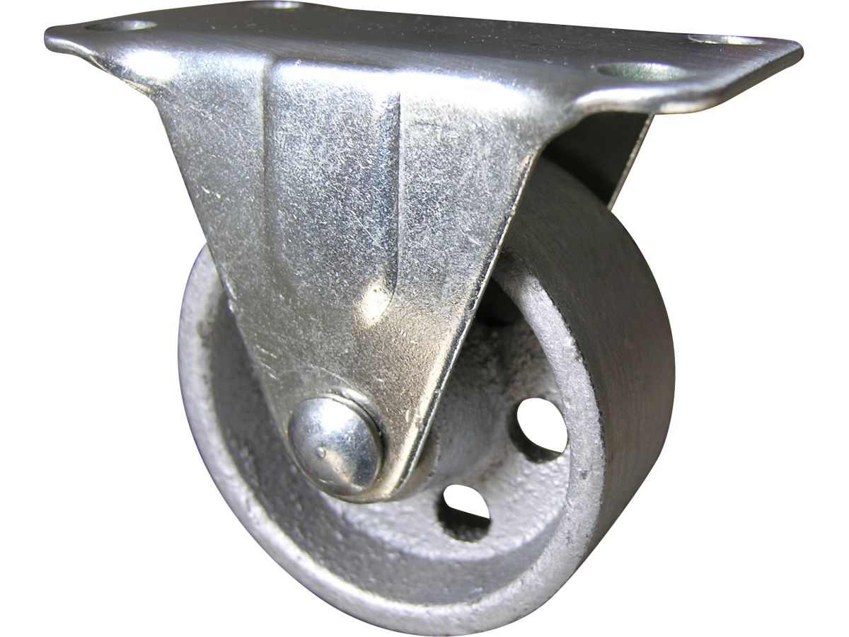 2 Inch Rigid Plate Cast Iron Caster, 125-lb Load Capacity