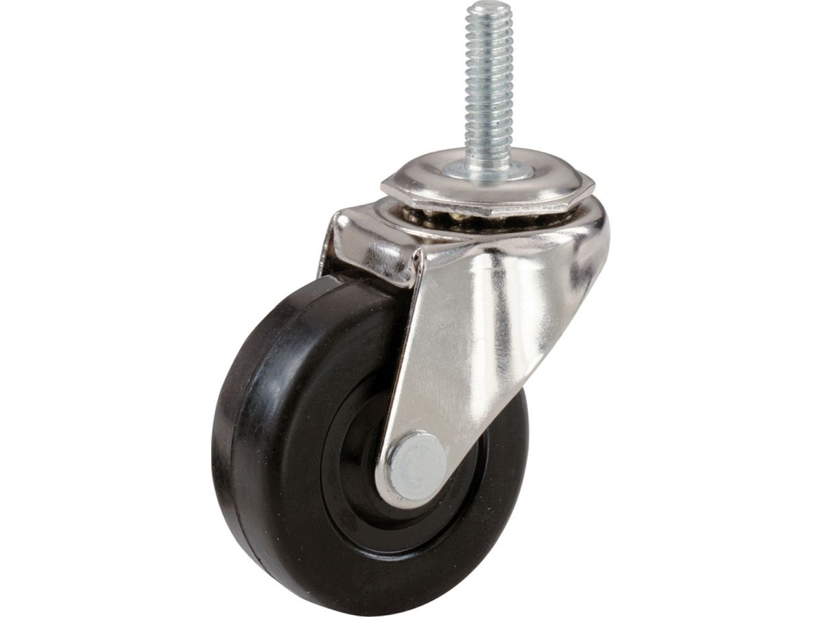 4-Inch Stem Caster, Soft Rubber Wheel, 1/2-Inch Stem Diameter, 115-lb Load Capacity