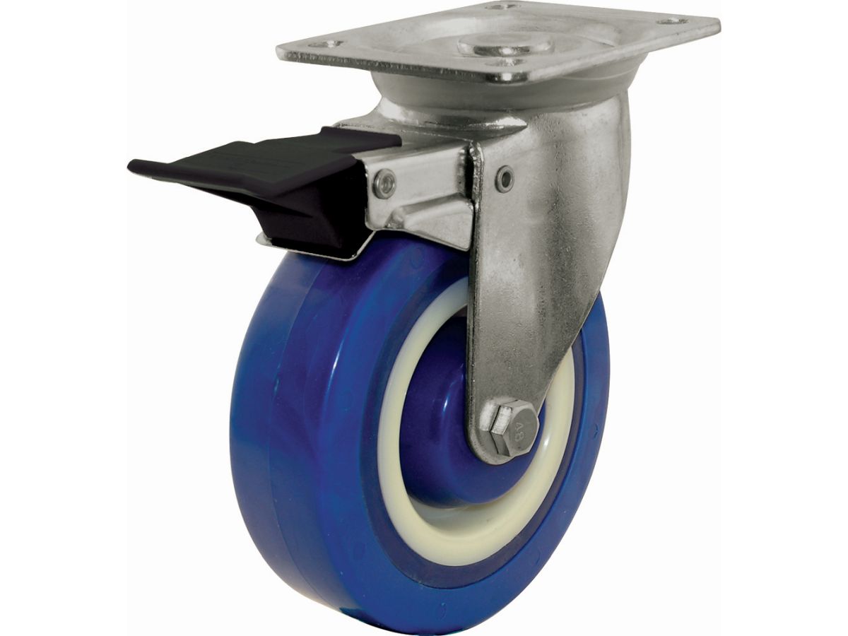 5-Inch Swivel Plate Polyamide Caster with Brake, 440-lb Load Capacity