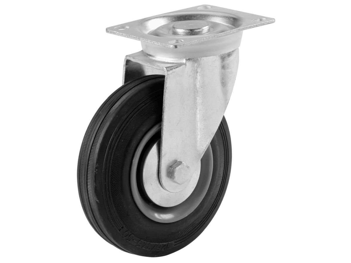 3-Inch Swivel Plate Semi-Elastic Rubber Caster, 130-lb Load Capacity