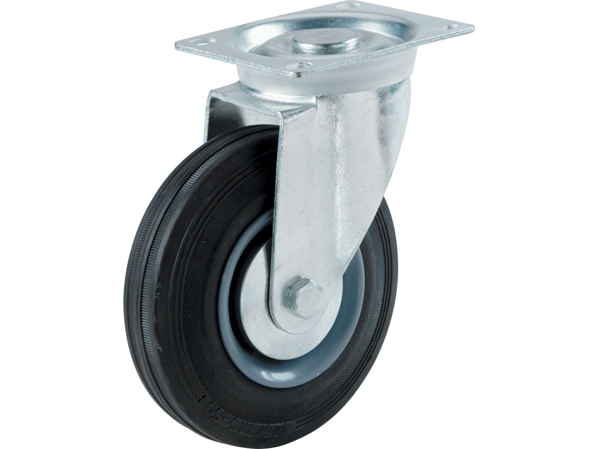 4-Inch Semi Elastic Soft Rubber Caster Swivel Plate Mount