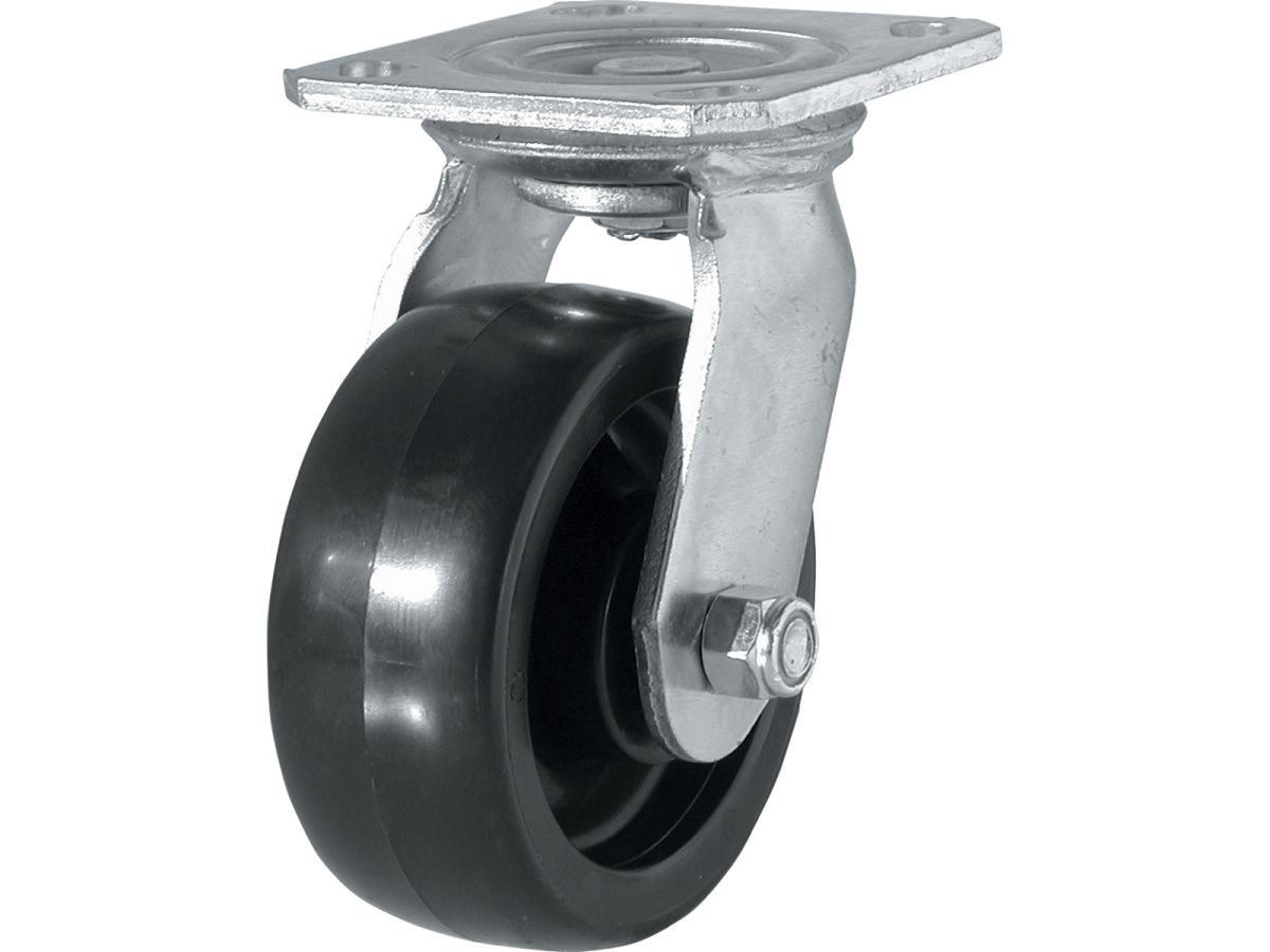 5-Inch Polypropylene Wheel Swivel Plate Caster, 500-lb Load Capacity