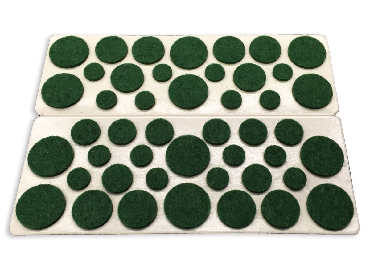 Self-Adhesive Felt Surface Protection Pads, Assorted Sizes, 46-Count, Green