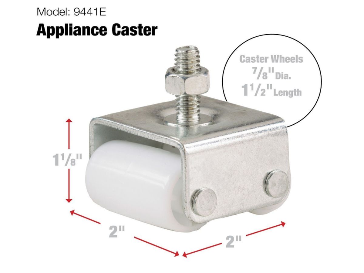 7/8-Inch Threaded Stem Appliance Caster, Dual Wheels, 4-Pack