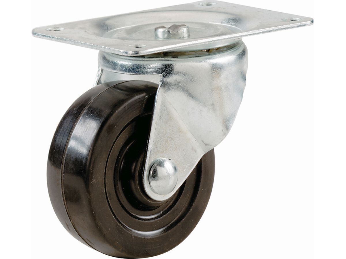 2-1/2-Inch Soft Rubber Swivel Plate Caster, 100-lb Load Capacity