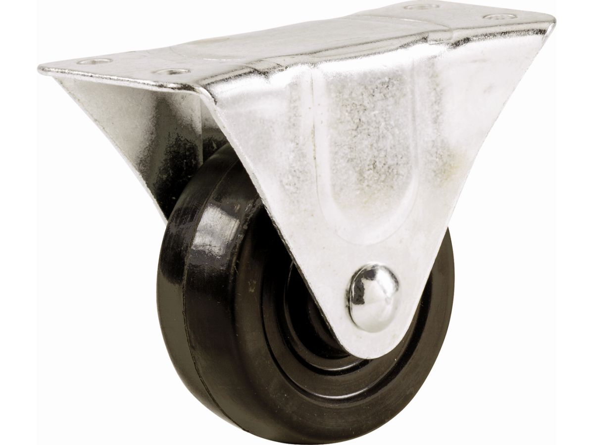 2-1/2-Inch Rubber Rigid Plate Caster, 100-lb Load Capacity