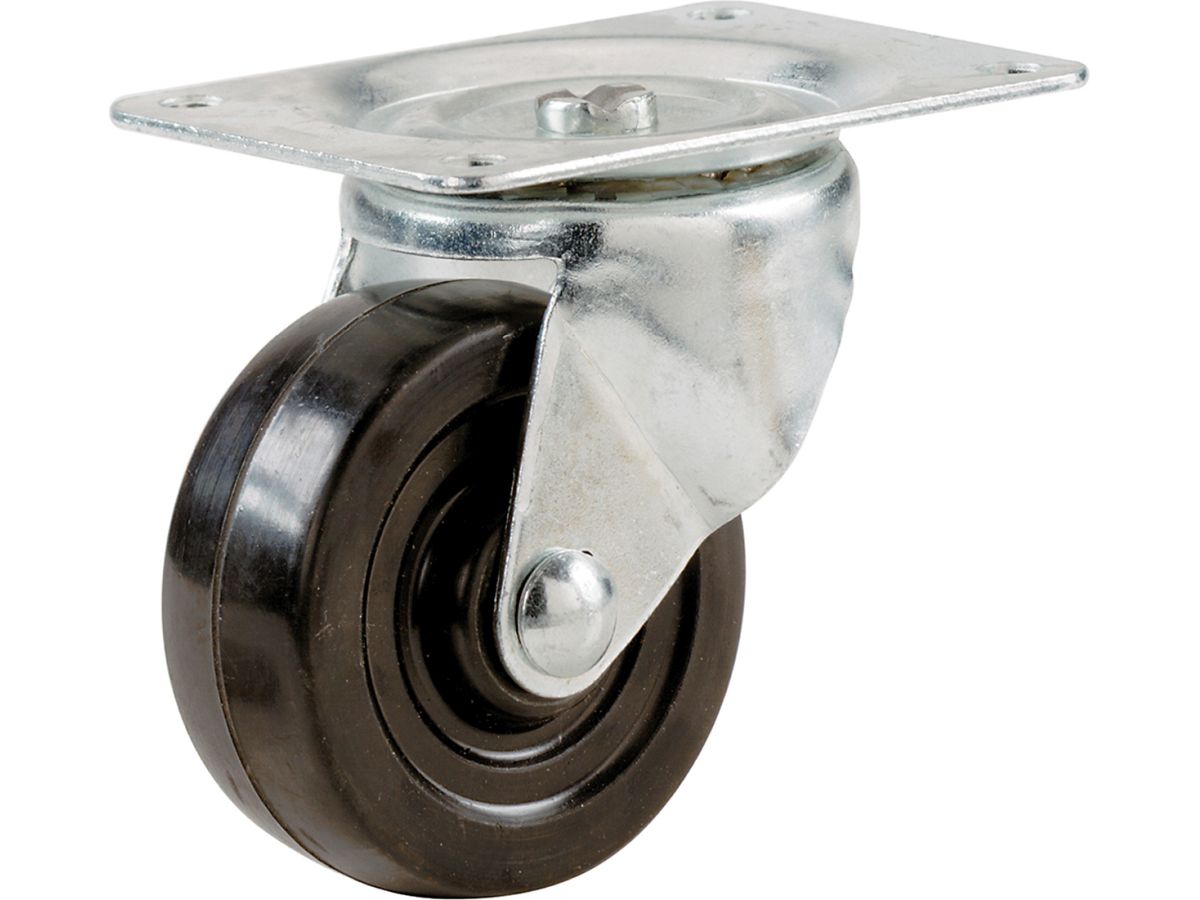 1-1/2-Inch Swivel Plate Soft Rubber Caster, 40-lb Load Capacity