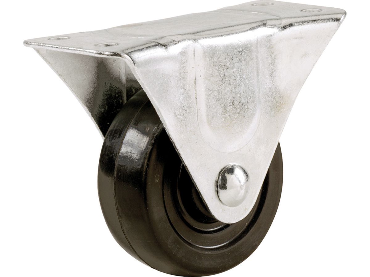 1-1/2-Inch Rubber Rigid Plate Caster, 40-lb Load Capacity