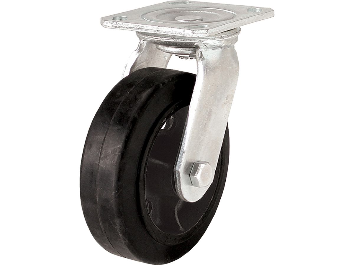 1400-Series 6-Inch Mold-On Swivel Plate Rubber Caster, 410-lb Load Capacity