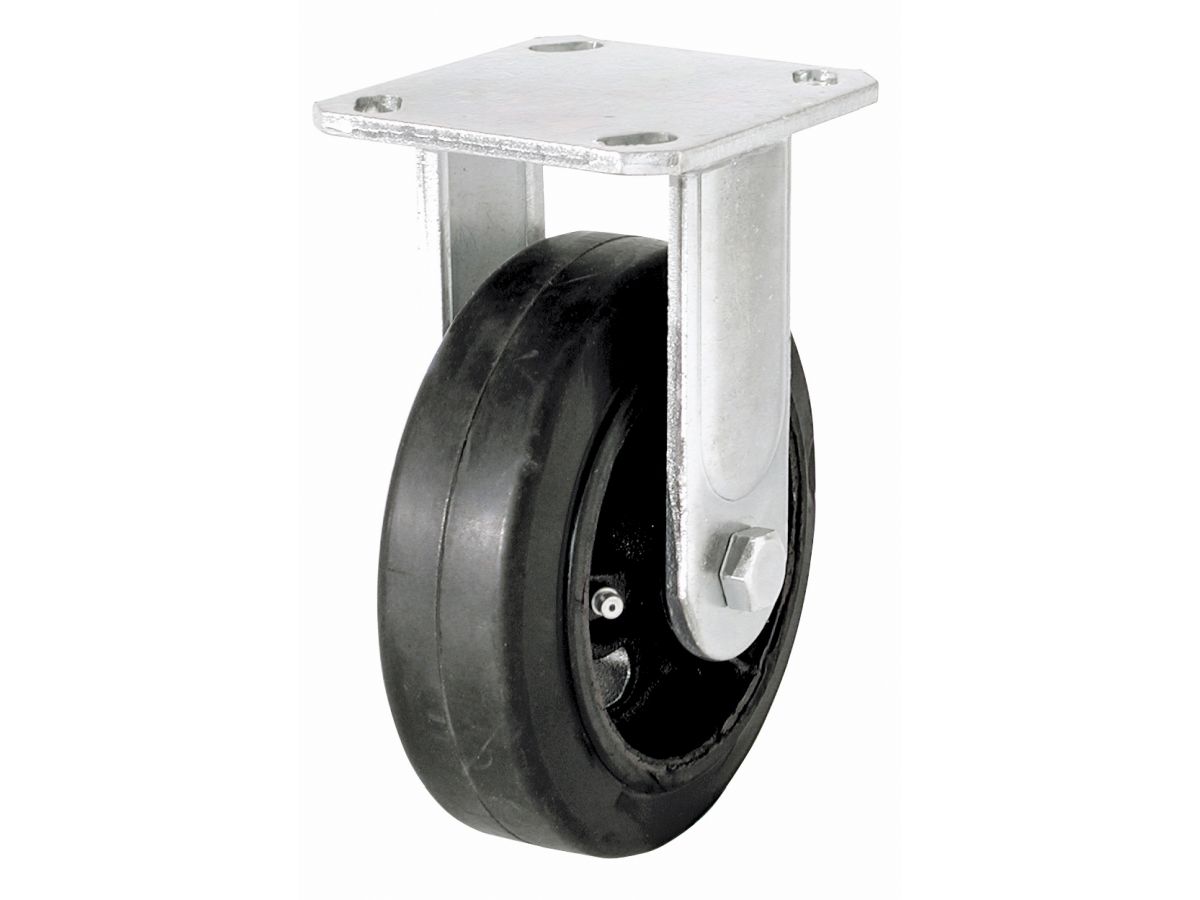 1400-Series 6-Inch Mold-On Rubber Rigid Plate Caster, 410-lb Load Capacity