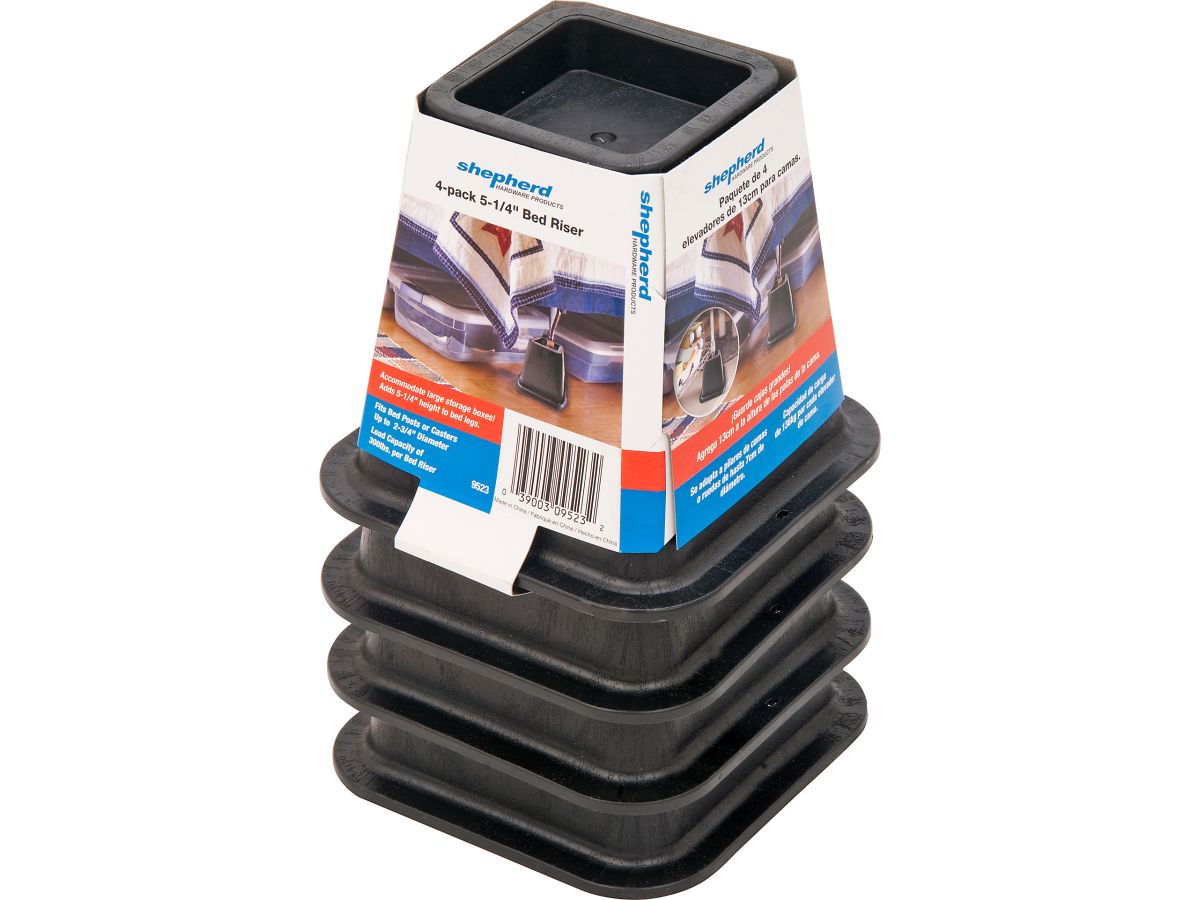 6-Inch Molded Bed Risers, Black Finish, 4-Count