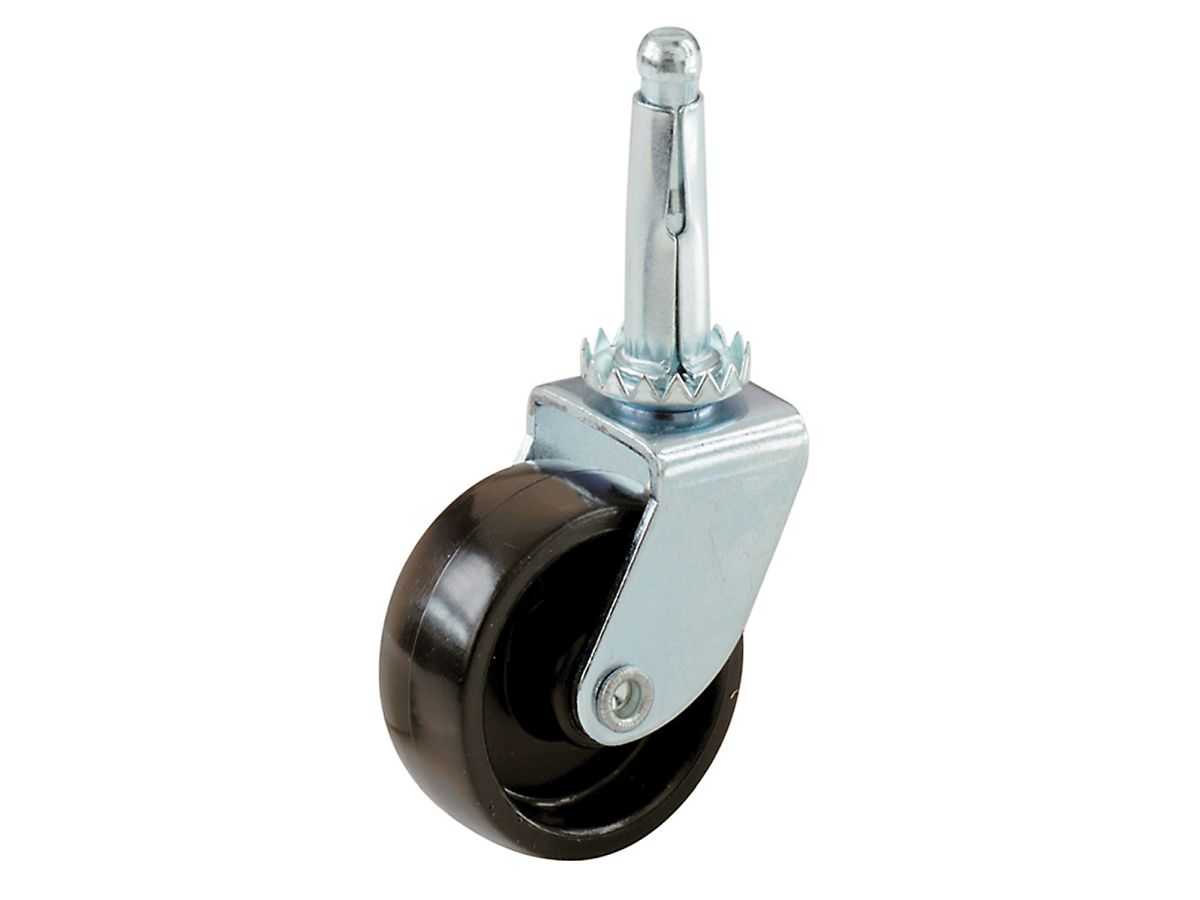 1-5/8-Inch Plastic Swivel Stem, Silver & Black Caster, 4-Pack