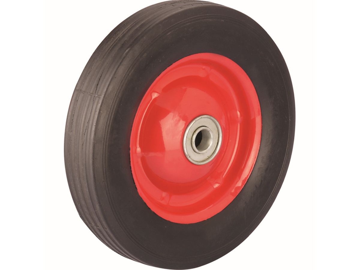 6-Inch Semi-Pneumatic Rubber Tire, Steel Hub with Ball Bearings, Ribbed Tread, 1/2-Inch Bore Centered Axle