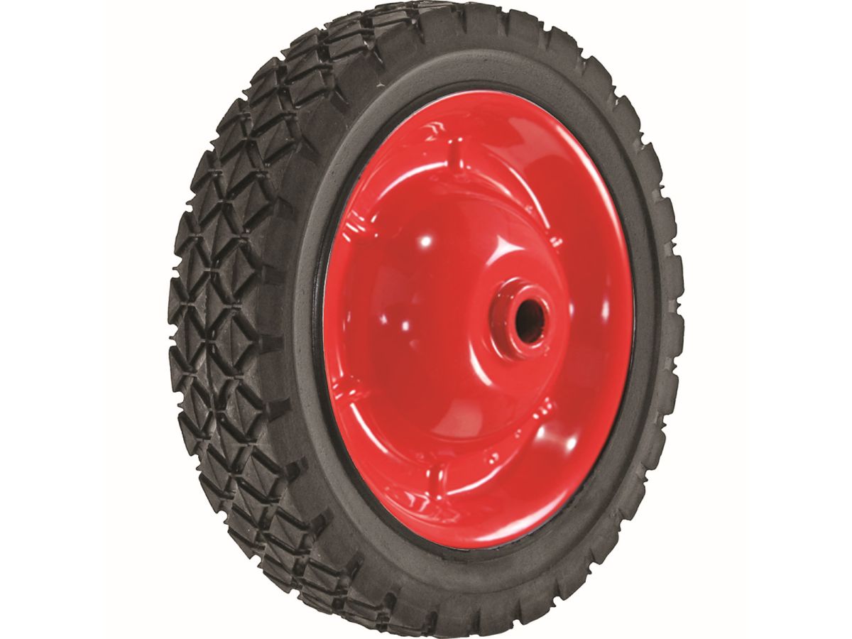 7-Inch Semi-Pneumatic Rubber Tire, Steel Hub with Ball Bearings, Diamond Tread, 1/2-Inch Bore Centered Axle