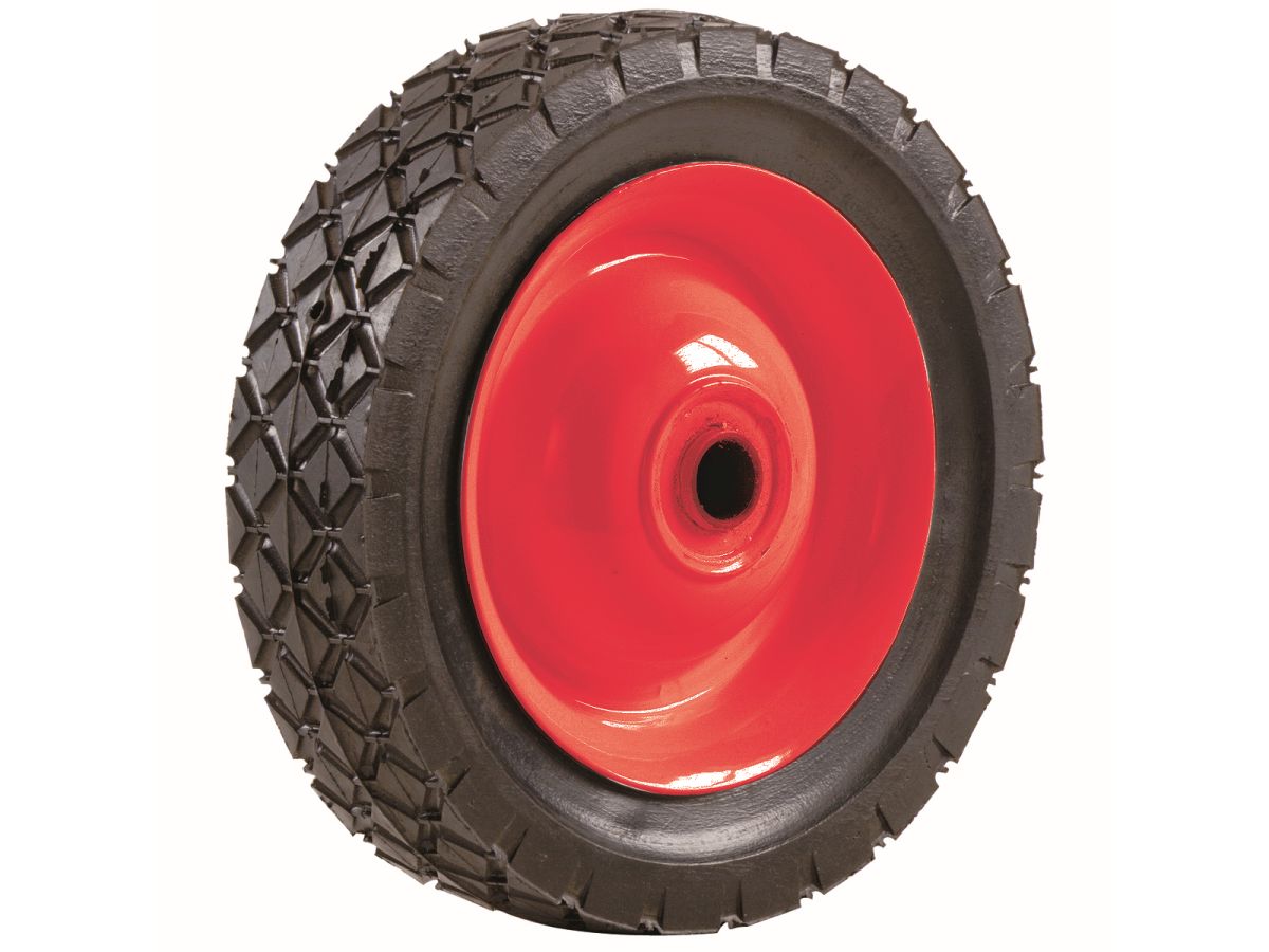 7-Inch Semi-Pneumatic Rubber Tire, Steel Hub with Grafoil Bearings, Diamond Tread, 1/2-Inch Bore Offset Axle