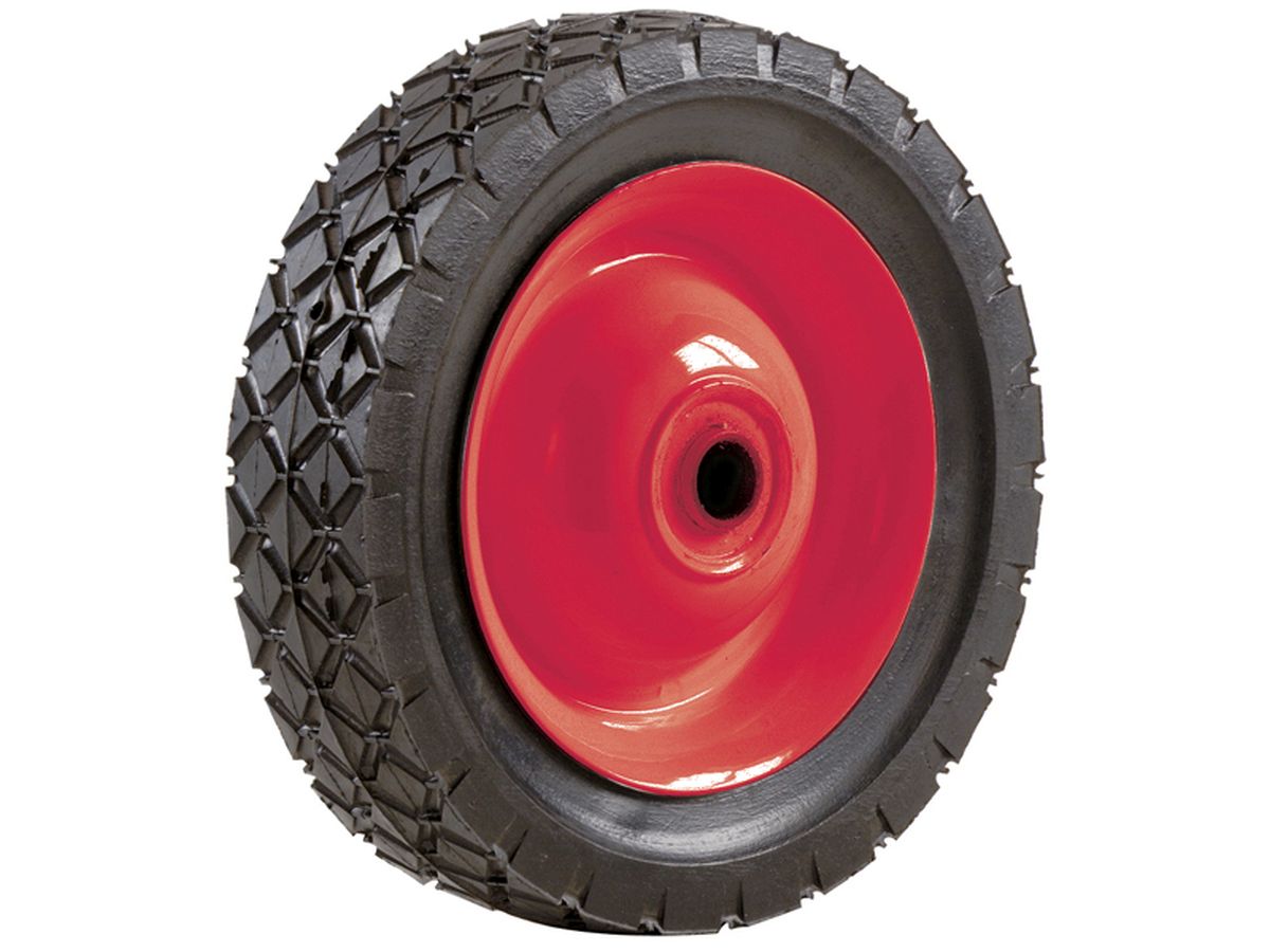 8-Inch Semi Pneumatic Rubber Tire, Steel Hub with Ball Bearings, Diamond Tread, 1/2-Inch Bore Centered Axle