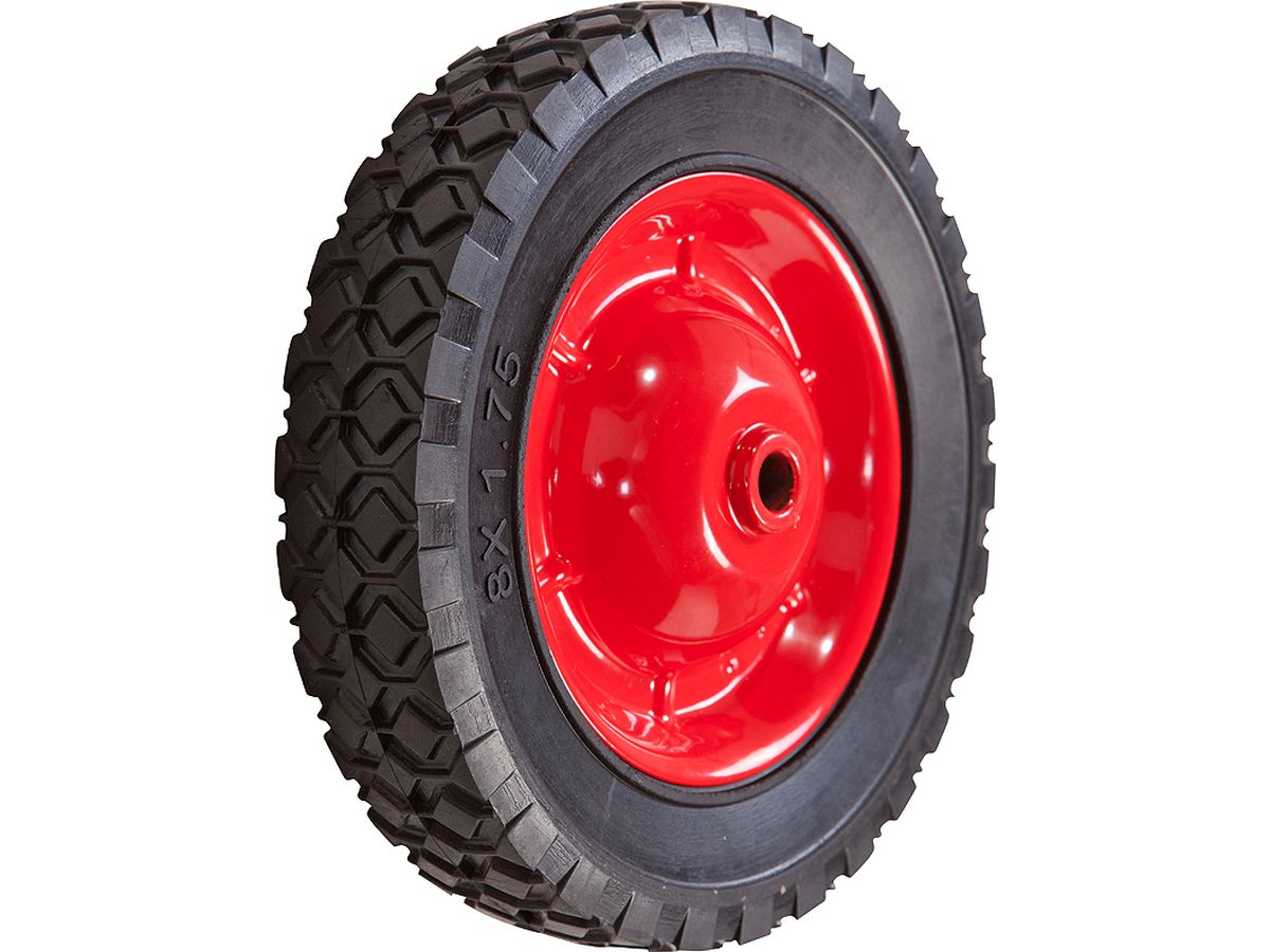 8-Inch Semi-Pneumatic Rubber Tire, Steel Hub with Ball Bearings, Diamond Tread, 1/2-Inch Bore Offset Axle