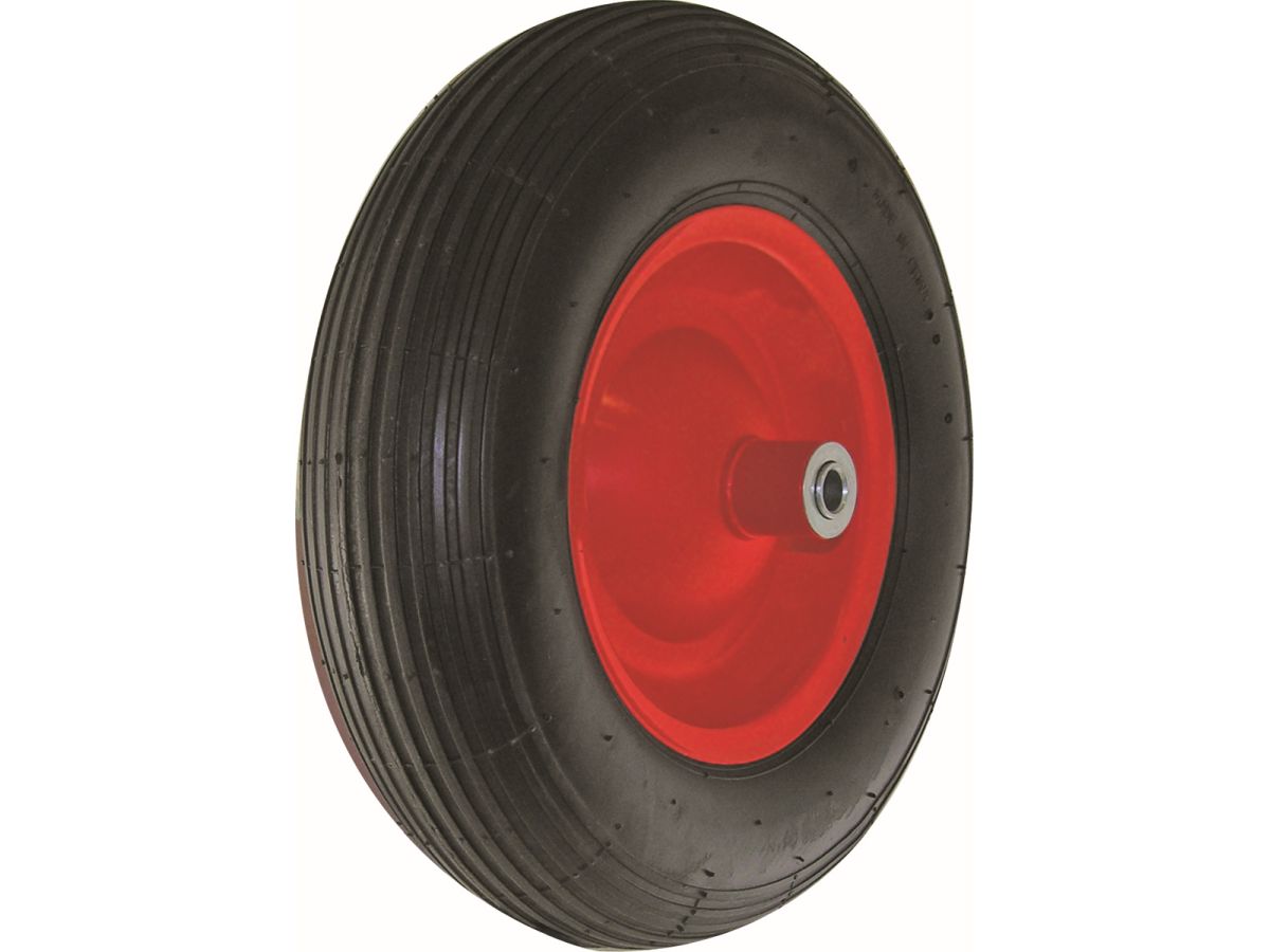 4.80/4.00-8-Inch Pneumatic Wheelbarrow Tire, 16-Inch, Ribbed Tread, 6-Inch Centered Hub, 5/8-Inch Axle Diameter, Ball Bearing