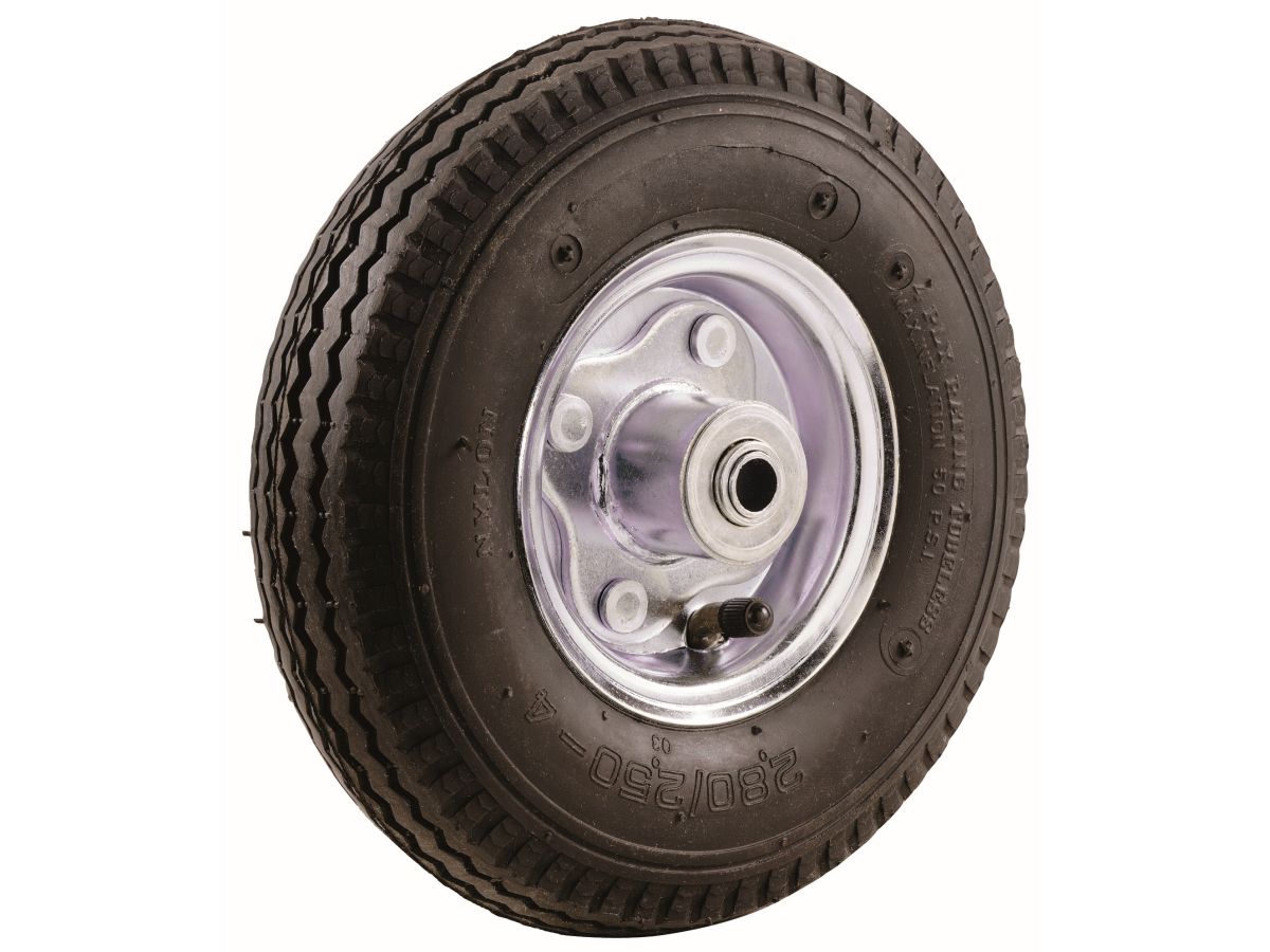 4.10x10-Inch Pneumatic Replacement Tire, 10-Inch, Sawtooth Tread, 3-1/2-Inch Offset Hub, 5/8-Inch Axle Diameter, Ball Bearings