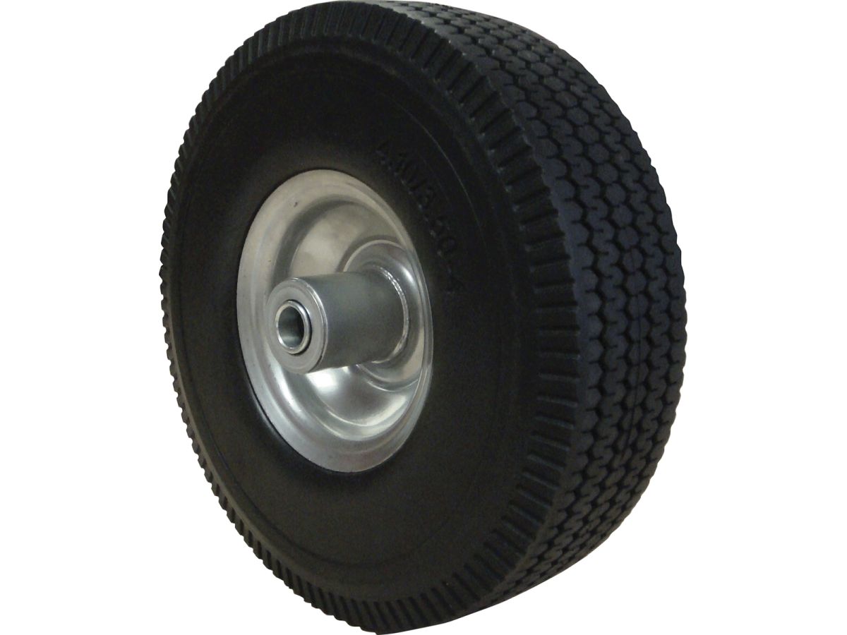 10-Inch Flat Free Tire, 3-Inch Sawtooth Tread, 5/8-Inch Bore Offset Axle
