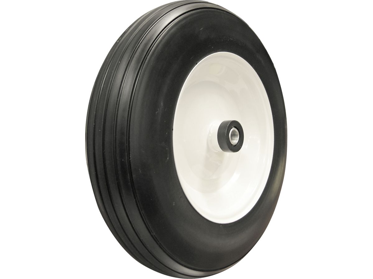 14-Inch Flat Free Tire, 3-Inch Ribbed Tread, Universal Fit with Spacers and Bushings