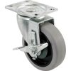 400 Series 4-Inch Swivel Plate TPR Caster with Brake, 250-lb Load Capacity